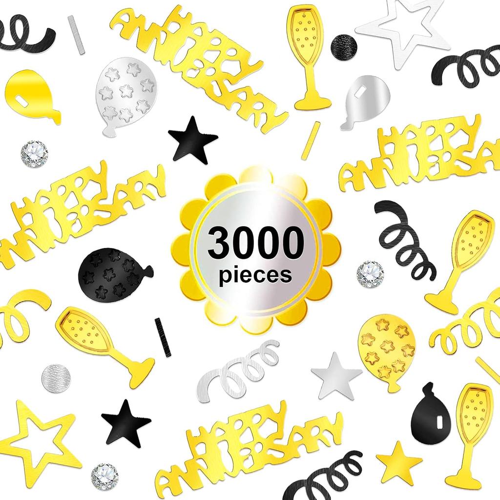 Skylety 3000 Pieces Happy Anniversary Confetti Party Decoration Scatter Confetti Metallic Foil Table Decorations for Anniversary Party DIY Arts