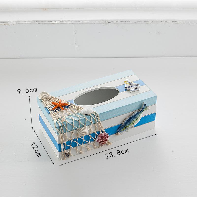 Mediterranean Style Paper Tissue Box Wooden Creative Marine Restaurant Storage Organizer Tissue Box Home Decor
