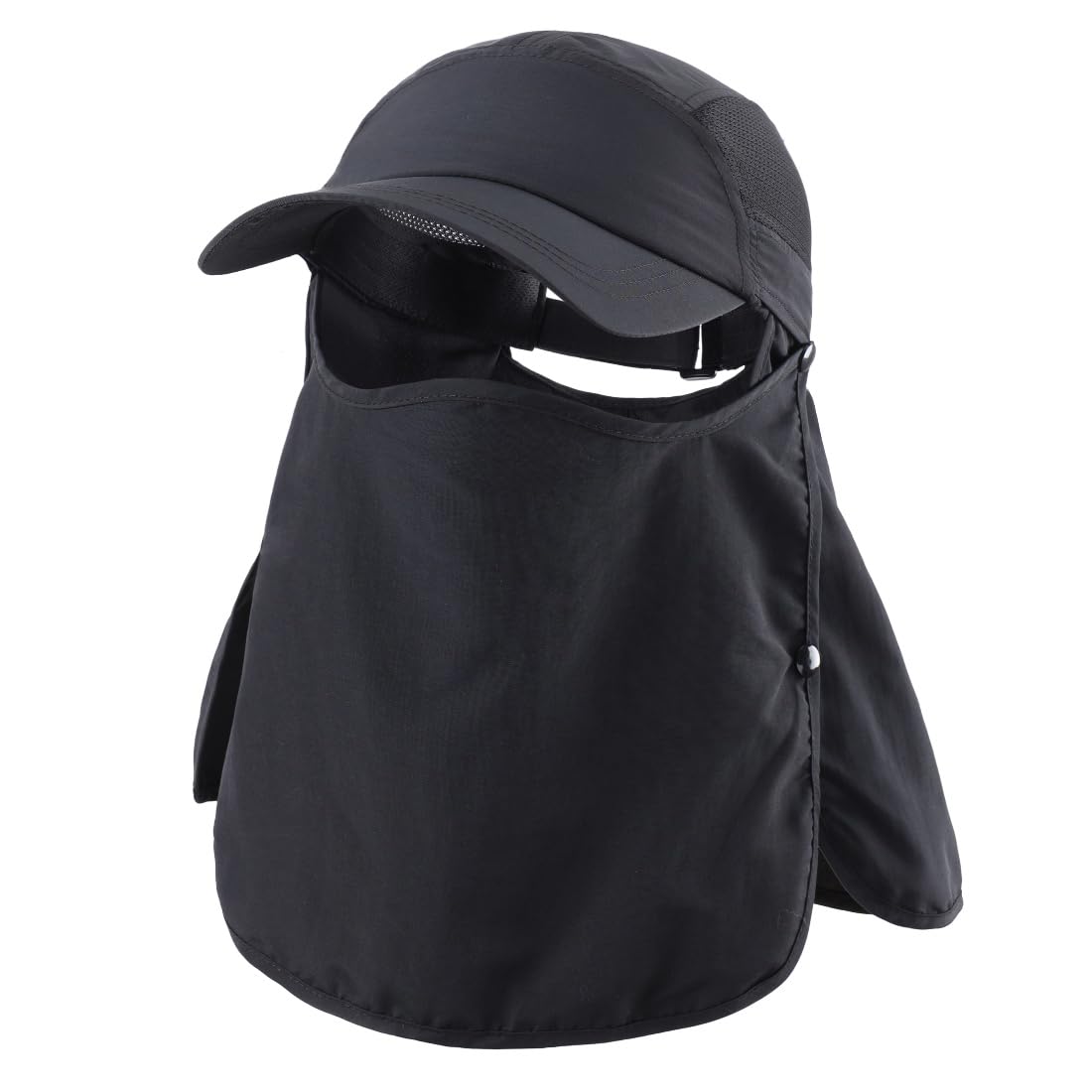 

Унисекс UPF Солнцезащитная шляпа Дышащая спортивная кепка со съемной маской для лица и шеи Кепка для рыбалки Бейсболка Черная [Connectyle] 50+ & чёрный