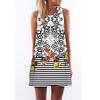 European Station European and American New Retro Digital Printing Round Neck Hot-selling Off-the-shoulder Medium and Long Vest Dress