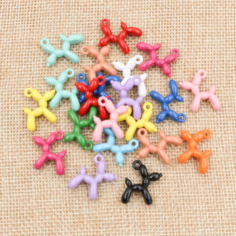 10pcs 19x14mm 3D Balloon Dog Metal Charms Pendant Multi-colors Mixed DIY Jewelry Making Findings Accessories Necklace Earring