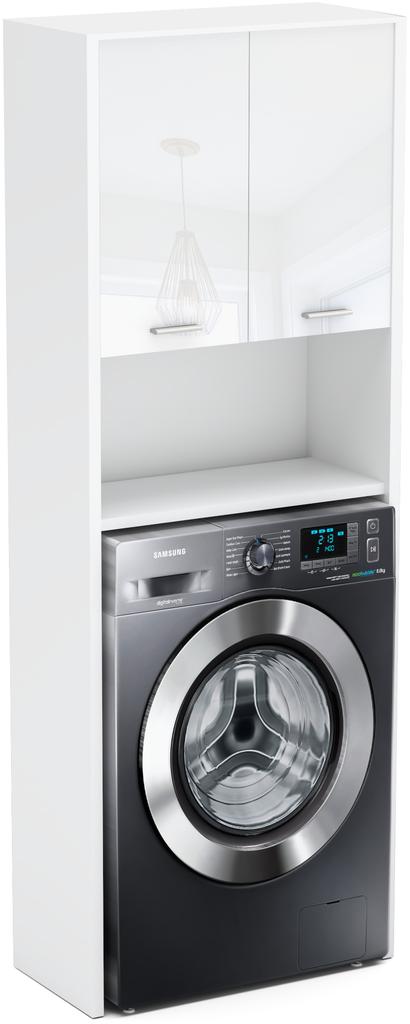 Washing Machine Cabinet White Gloss 64 CM Standing Bathroom Cabinet Column