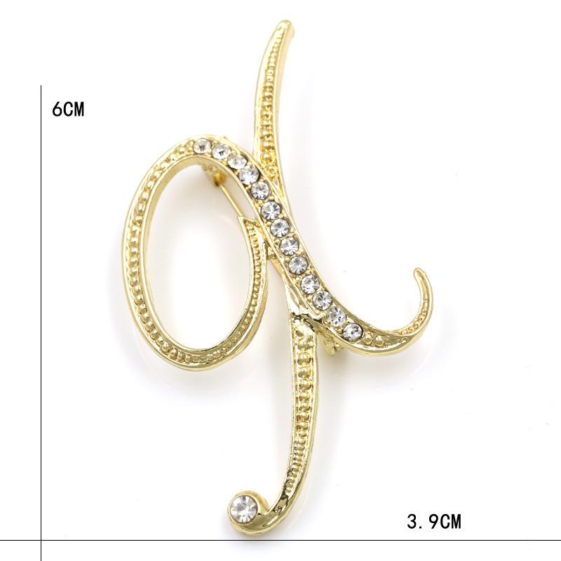 Trendy 26-Letter Rhinestone Brooch Pin - Fashion Accessory for Clothing & Bags