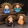 4pcs/set Lovely Small Kungfu Monks Maitreya Buddha Resin Handicrafts Monk