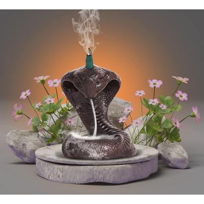 Räucherständer mit Schlangen-Design aus Harz/Sheshnag mit 30 schwarzen Rückflusskegeln