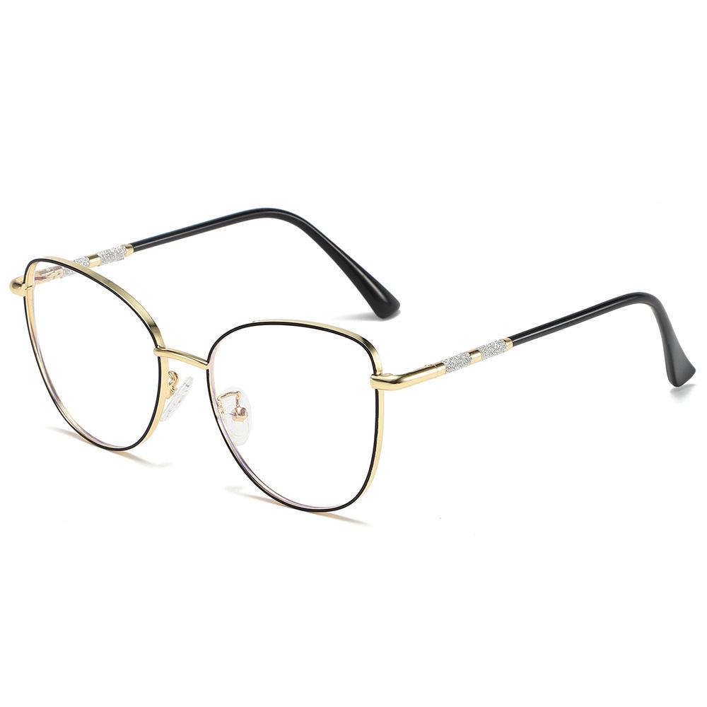Retro Cat Eye Blue Light Blocking Glasses for Women with Photochromic Lenses & Spring Metal Legs
