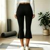 Women's Low Waist Folded Flared Capri Pants Stretchy Yoga Trousers Slim Fit Comfortable Casual Wear