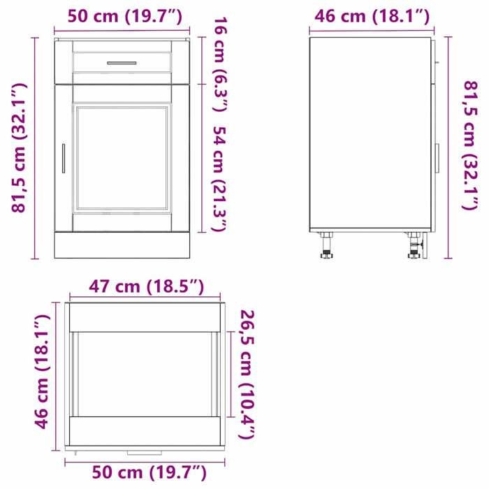 VidaXL Armoire de cuisine Porto gris béton bois d'ingénierie 853961