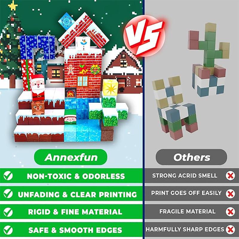Non-Toxic Build Your Christmas World Magnetic Cube Magnet Stone Building Blocks Kids Gift Puzzle Children Toy Magnetic Assemble The Model