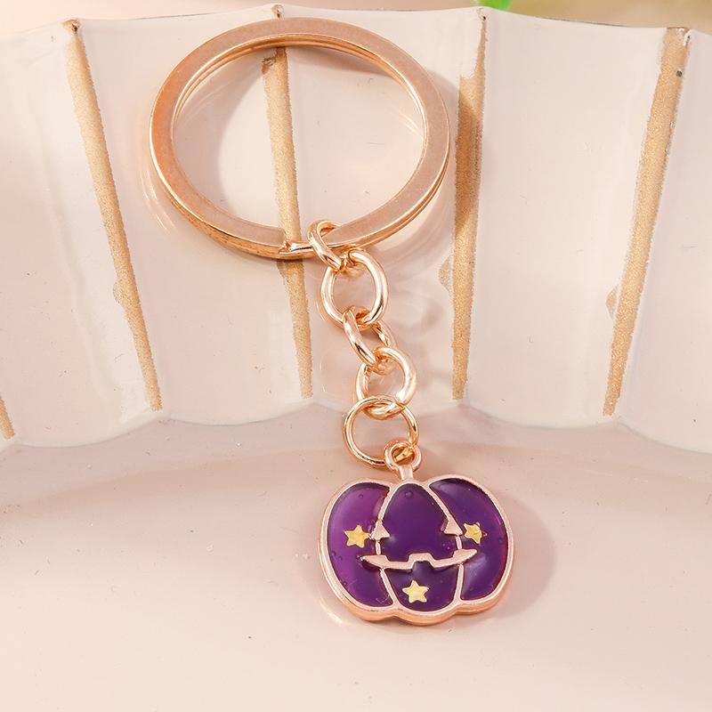 Cute Enamel Pumpkin Keychain Halloween Ghost Bat Key Ring Pendants for Handbag Decor DIY Halloween Jewelry Accessories