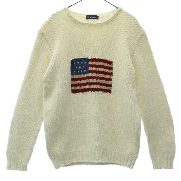Ralph Lauren 90s Cotton Knit Logo Embroidery Long Sleeve Sweater Men's Used