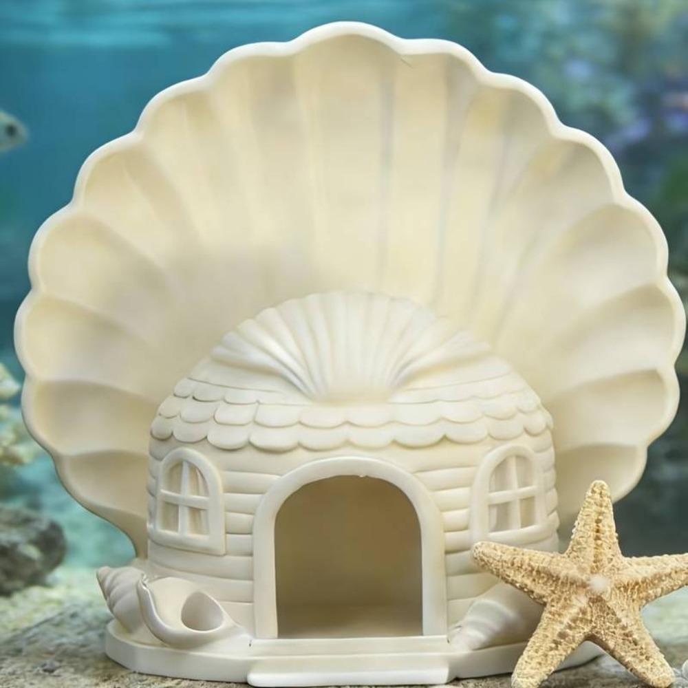 Seashell Shaped Aquarium Cave Ornament Plastic Betta Shelter Fish Hiding House  Micro Landscape