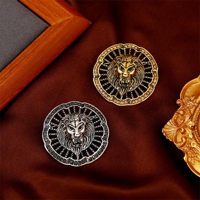 Spilla vintage a forma di leone dorato, semplice, alla moda, per cappotto da uomo, spilla atmosferica