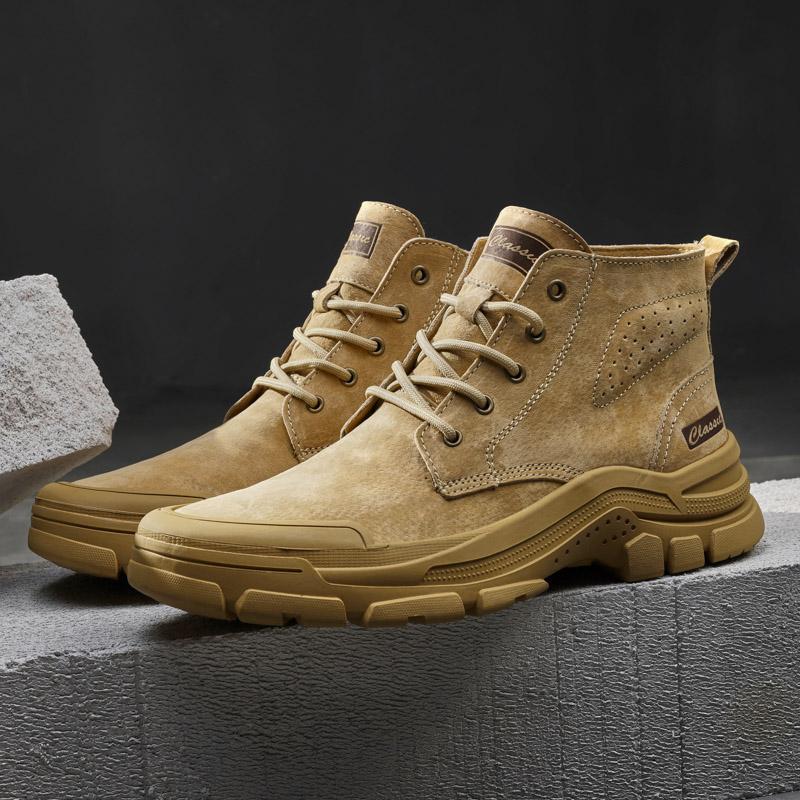 Men Classic Outdoor Boots Casual Luxury High Top Sneakers Genuine Leather Winter Platform Snow Boots Motorcycle Ankle Boots 2025