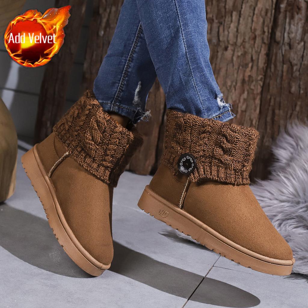 Fashion Round Toe Ladies Shoes Winter Flat Plush Women's Snow Boots Trend 2025 Novelty Fashion Footwear On Offer Hot Goth Padded Booties