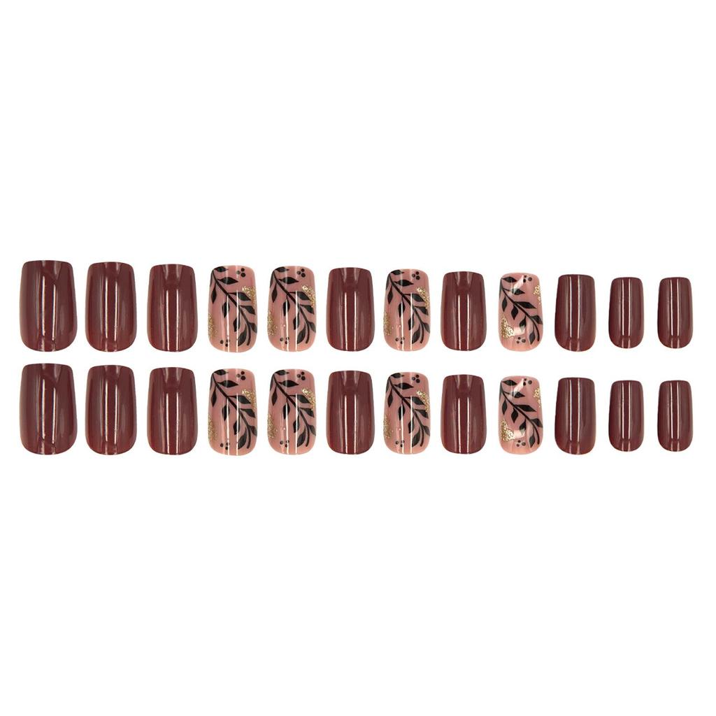 Minimalist Gold Foil French Tip Fake Nails - White Edge
