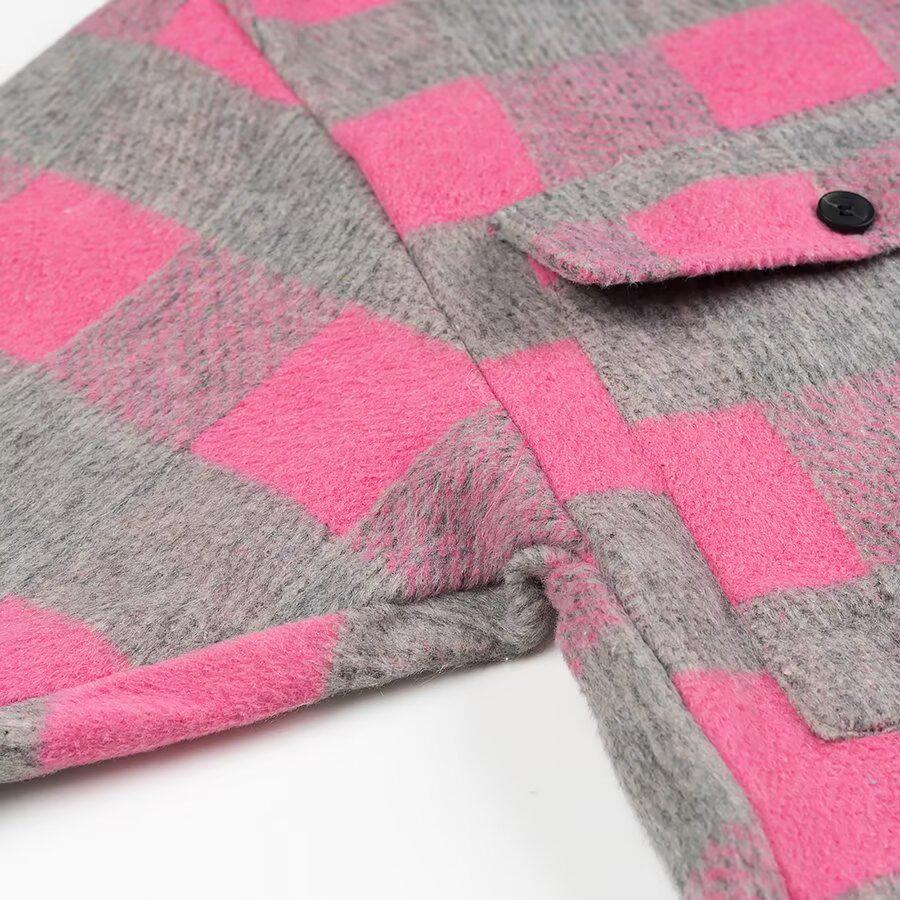 French Style Plaid Loose Wool Long Coat - Women's Elegant Temperament