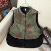 Women's Spring Fashion Jacquard Color Block Gold Velvet Jacket - New Chinese Style Stand-up Collar Vest for Mother's Day