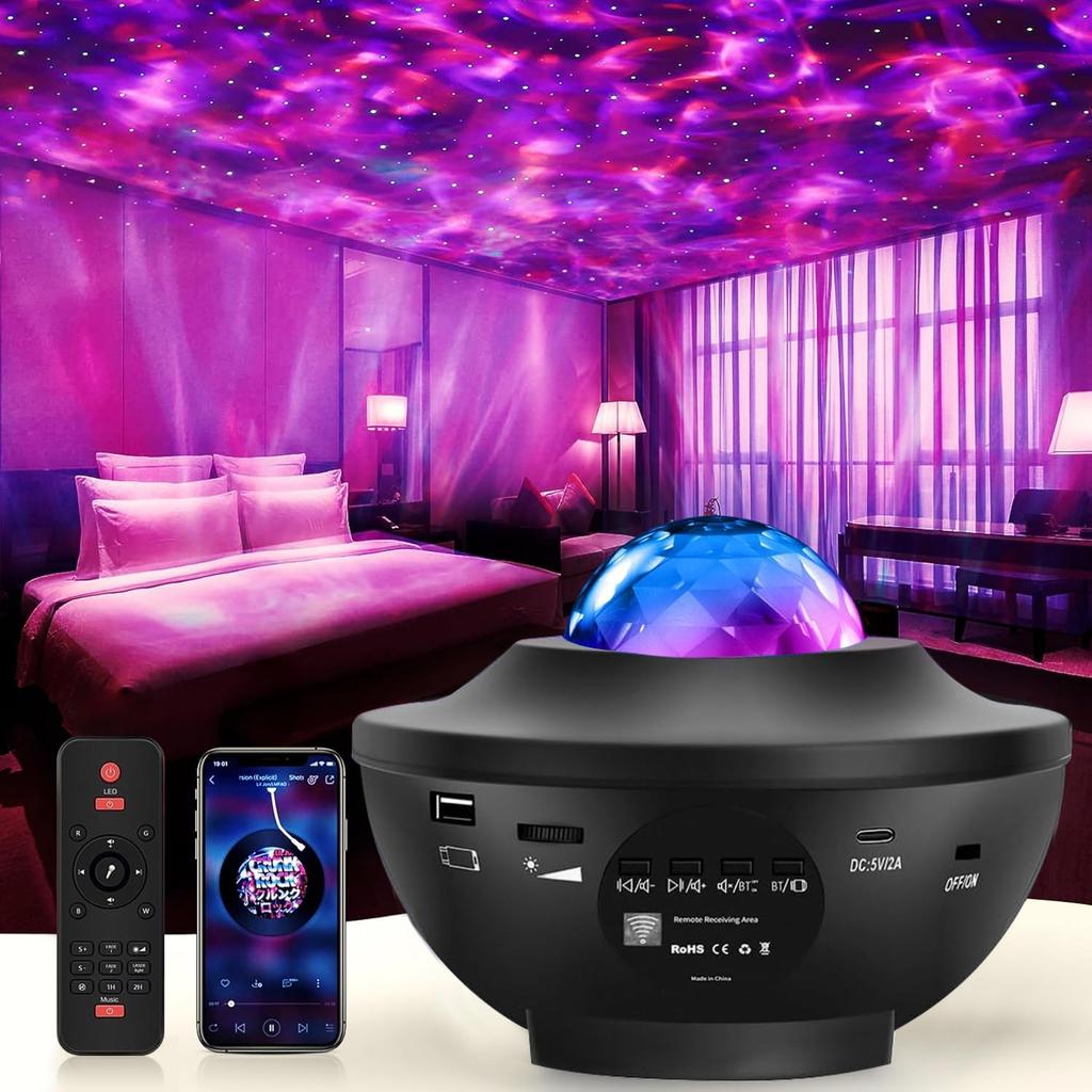 PAIFIEVD Planetarium Star Projector Light for Home 10 Lighting Remote Bluetooth USB Memory Music Voice Brightness and Volume Creates a Romantic