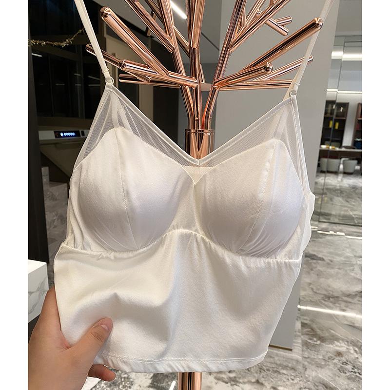 

19 Momme Silk Crepe Camisole Wireless Bra: Wear as an Outer Layer or Base Vest for Women L (Recommended for 115-145 lbs)