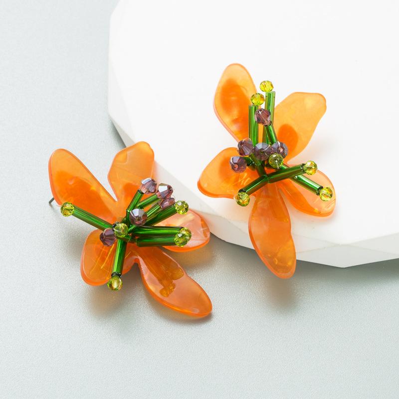 

Fresh Flower Earrings, Hand-woven Petal Earrings, Exaggerated Stud Earrings