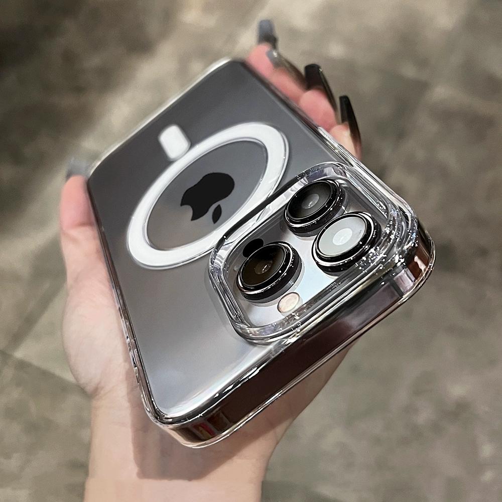 Cadru de placare transparent pentru husă magnetică Magsafe pentru iPhone 15 14 13 12 11 Pro Max Încărcare fără fir pentru PC dur Husă ultra subțire