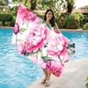 Pink Peony Microfiber Beach Towel 2D Flat Printed Sandproof Waterproof Bath Towel Large Pool Blanket Summer Vacation