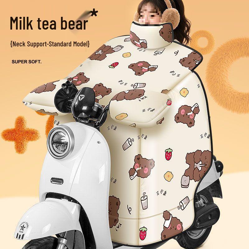 Winter Winddichte Fleecegefütterte Elektrofahrzeug-Windschutzscheibenabdeckung mit Vergrößerten Kniepolstern