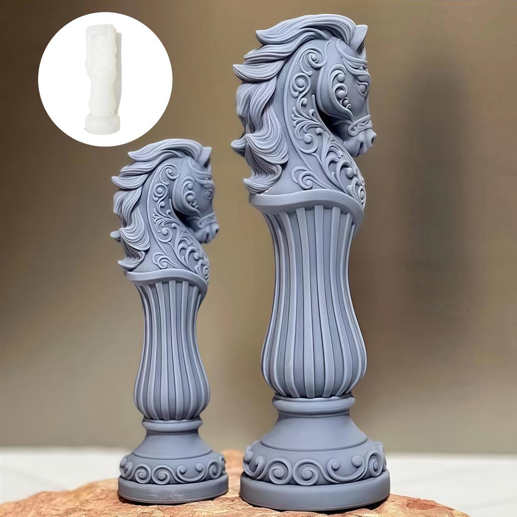 DIY Pferdekopf Römische Säule Kerze Silikonform Pferdekopf Zylindrische Römische Säule Beschläge Harz Gips Silikonform