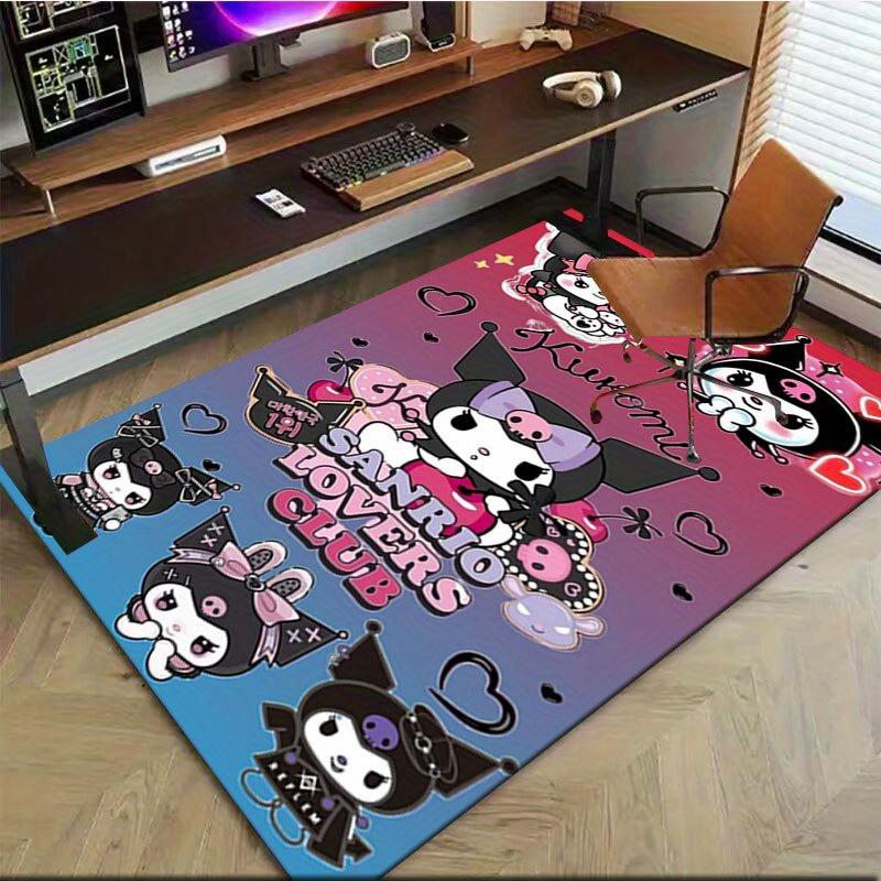 1pc Sanrio Kuromi Mermaid Printed Office Carpet Rectangle Rug Under The Table,Perfect Room Decor for Living Room, Bedroom, Kitchen, Non-slip Floor Mat