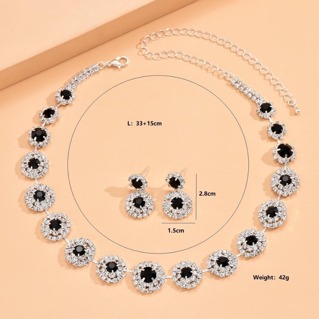 BLINGBAY Women's Jewelry Set Cute Rounded Romantic Wedding Bridal Accessories Rhinestones Elegant Bracelet Necklace Set Women's Modern Jewelry Gift