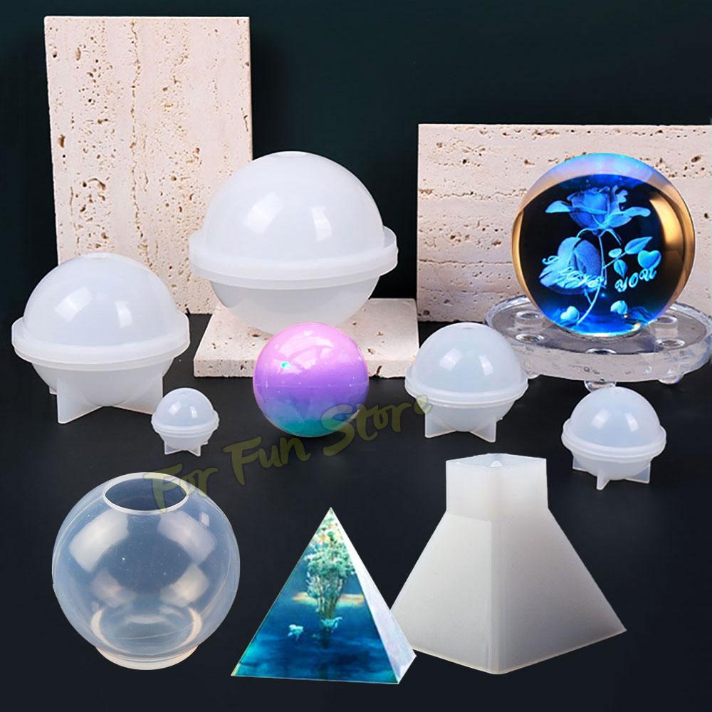 For Fun 3D Sphere Semicylinder Pyramid Silicone Mold Specimen Jewelry Night Light Lamp Home Decoration DIY Crystal Resin Molds