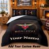 Bon Jovi Pattern Bedding 3Pcs Set Custom Name, Bed Sheet And Pillowcases For Home Bedroom