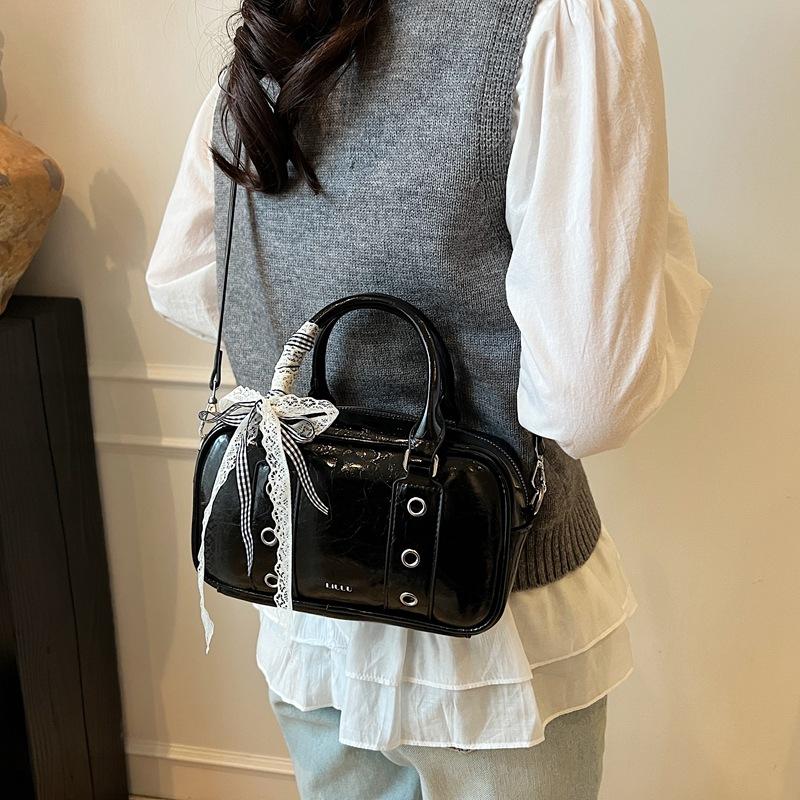 Handbag Bag Women'S Casual Simple Soft Leather Bowling Bag High-End Shoulder Messenger Bag