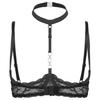 Plus Size Bras Women's Floral Lace 1/4 Cups Push Up Underwire Bra Tops Balconette Bralette Everyday Bra