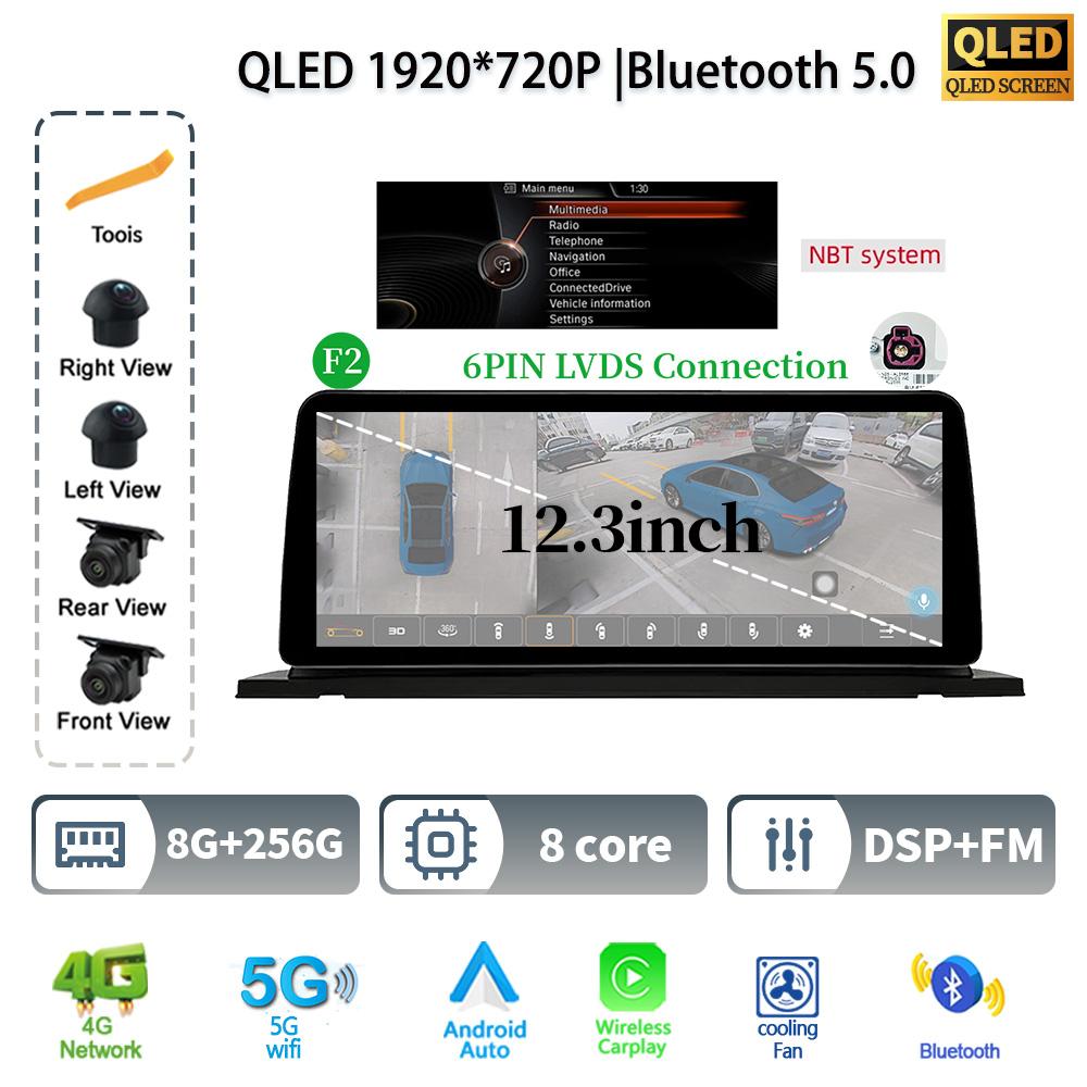 12.3" For BMW 5 Series F07 GT 2011-2017 Android 14 Car Radio Multimedia Stereo 4G GPS Navigation WIFI Wireless BT CarPlay Screen