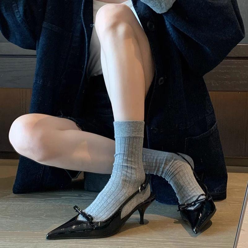 New temperament versatile bag head empty sandals 2025 spring and summer medium heel pointed head stiletto high heels single shoes