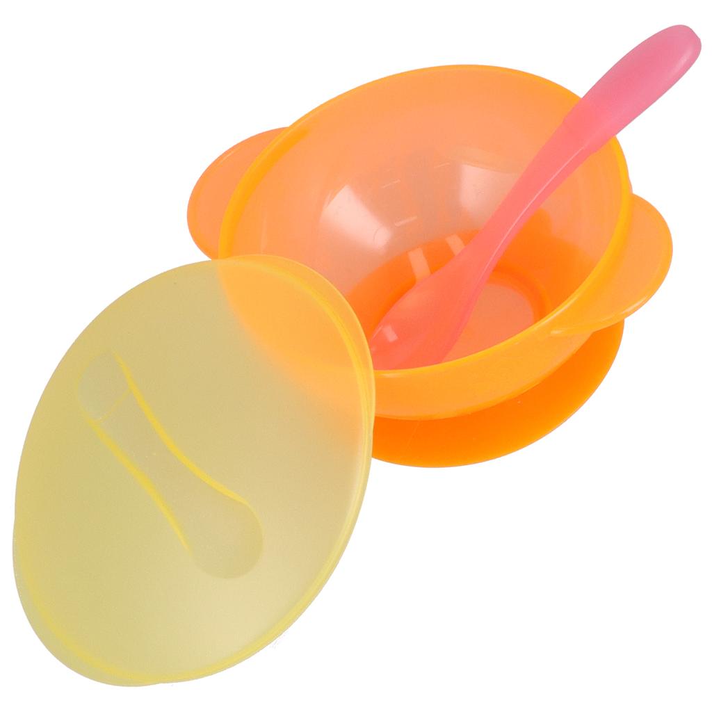 Baby Suction Bowl with Lid and Spoon Set Food Grade PP Machine Washable Baby Feeding Bowls
