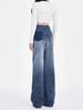 Gradient Fashion Design Wide Leg Jeans Women Autumn New High Waist Elegant Slim Long Pants Casual Drape Straight Mop Pants