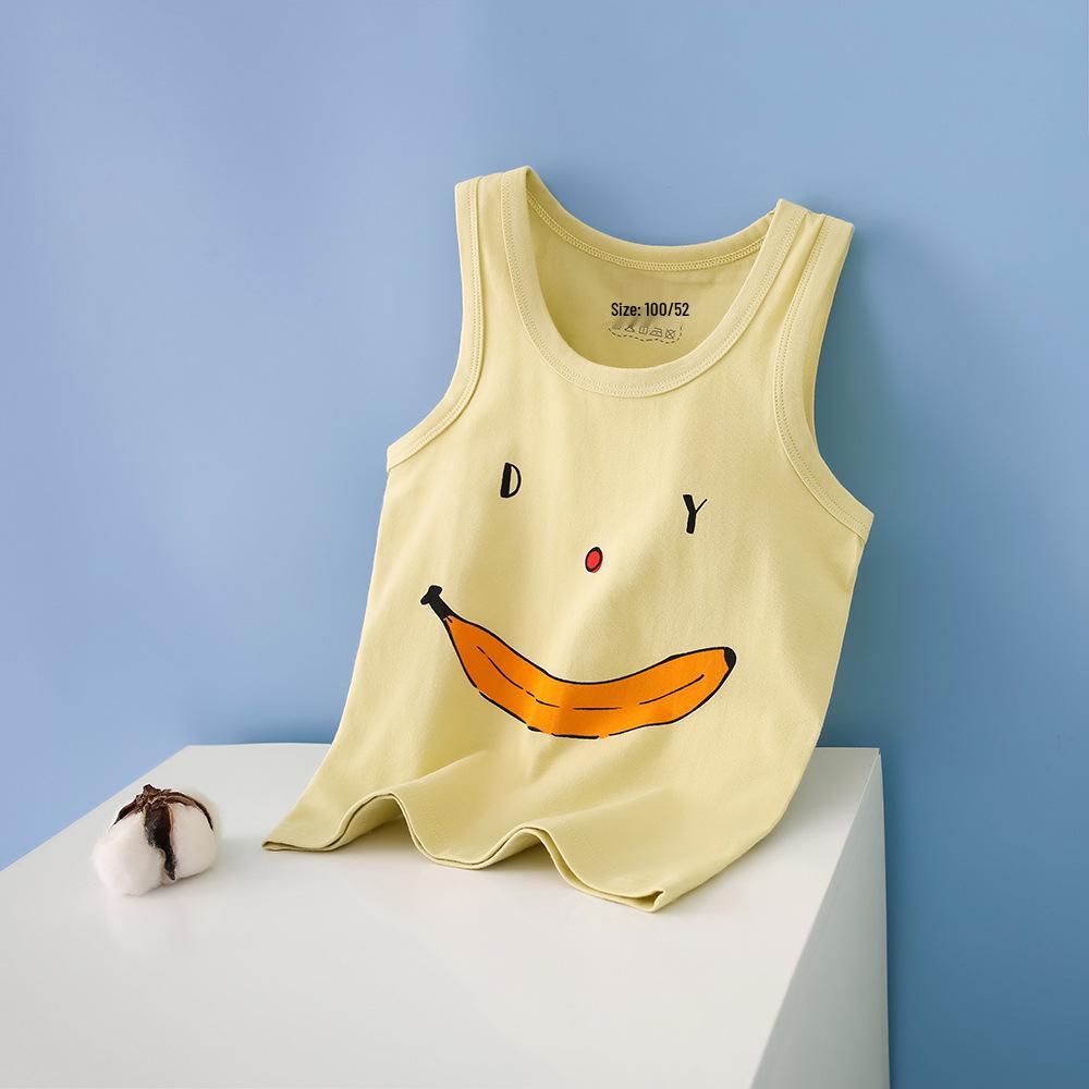 Summer Kids' Cotton Spaghetti Strap Vest - Colorful Base Layer for Boys and Girls