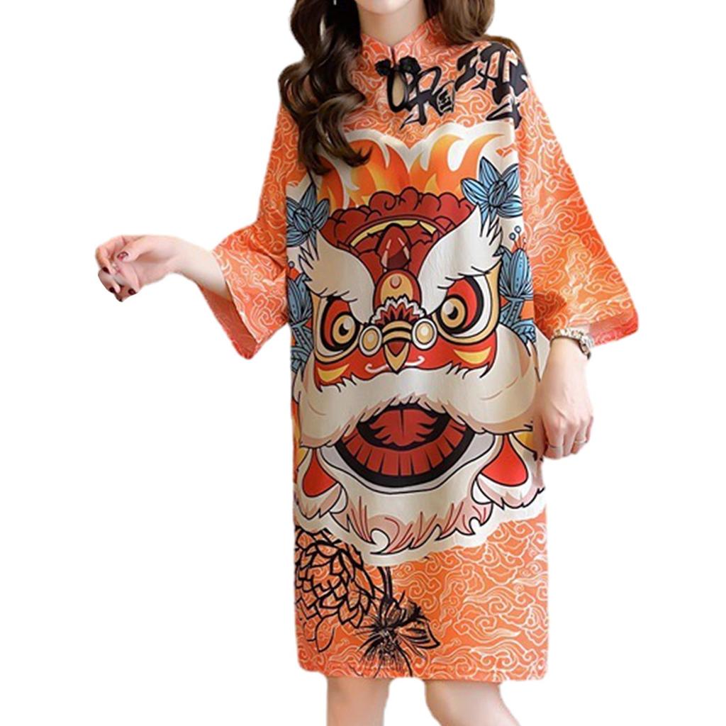 Lady Qipao Dress Soft Chinese Cheongsam for Anniversary Travel Holiday M