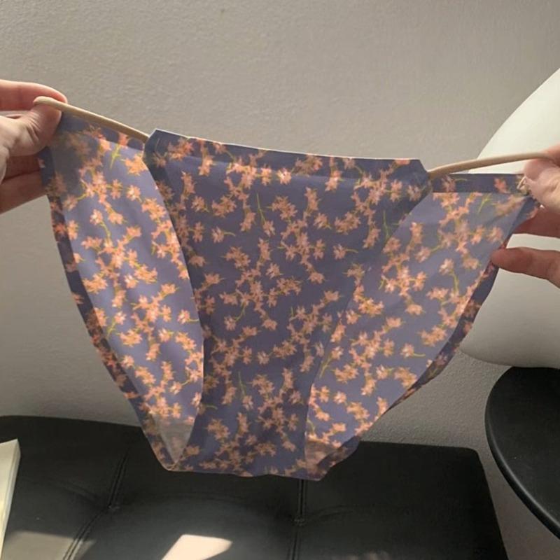 Lady Summer Pure Desire Sexy Leopard Print Ice Silk Without Mark High Split Low Waist Briefs