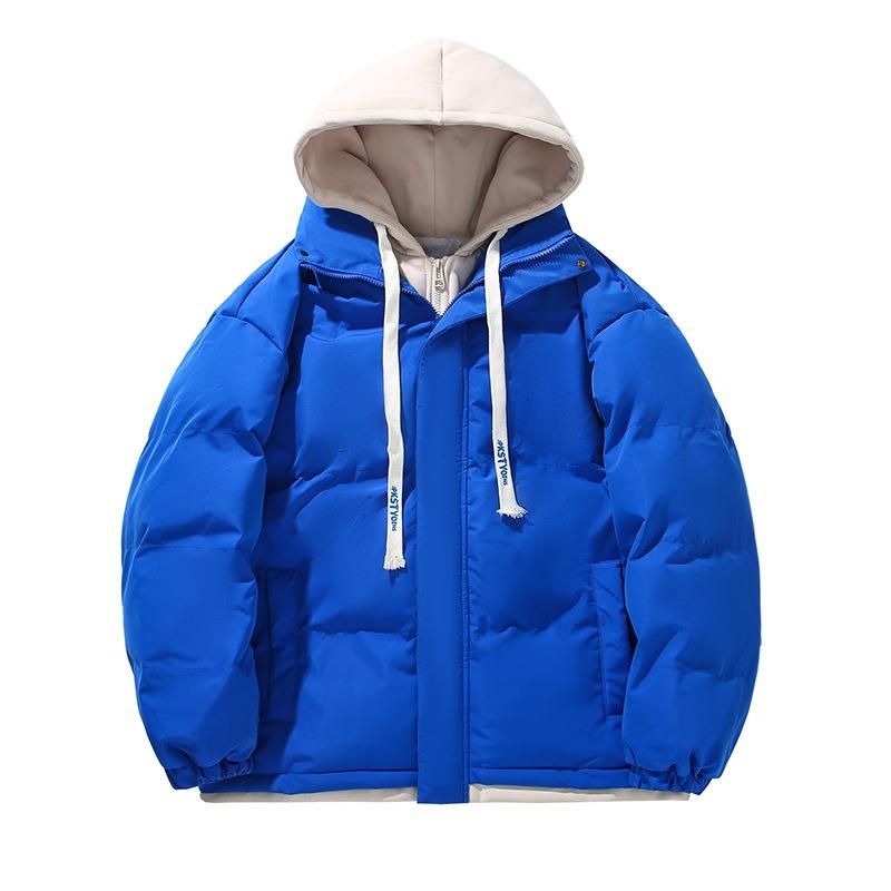 Men's cotton clothes fashion student thickened bread clothes jacket hooded warm cotton-padded clothes fake two-piece cotton-padded clothes men