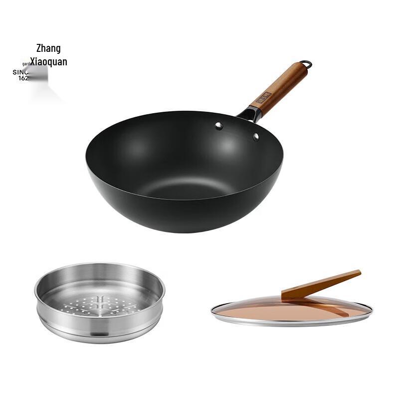 Zhang Xiao Quan Ceramic Fine Iron Wok with Steamer