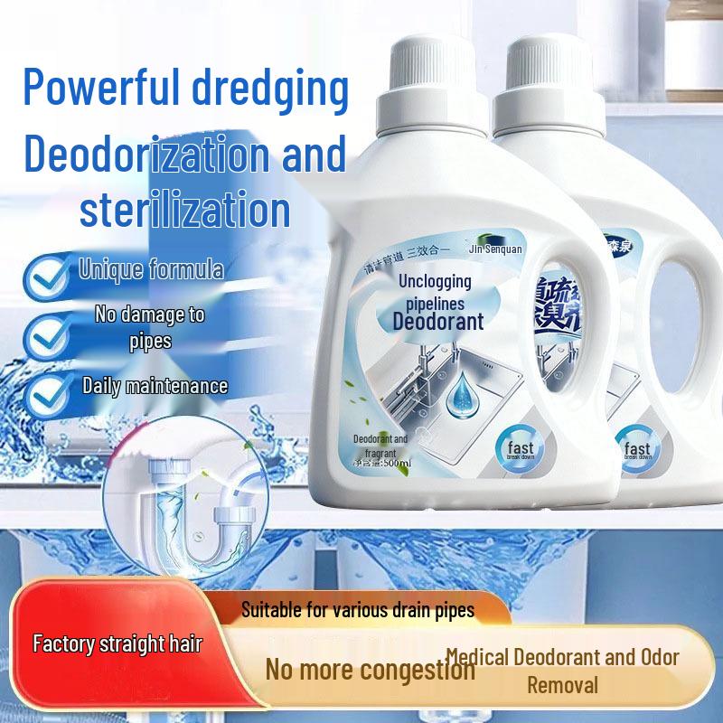 Powerful Liquid Pipe Dredger: Unclogs Toilets, Sewer Lines, and Dissolves Kitchen Grease with Deodorizing Effect