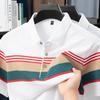Herren Polohemd Kragen T-Shirt Sommer Kontrastfarbe Gestreift Hautfreundlich Kurzarm Business Herrenbekleidung Oberteil