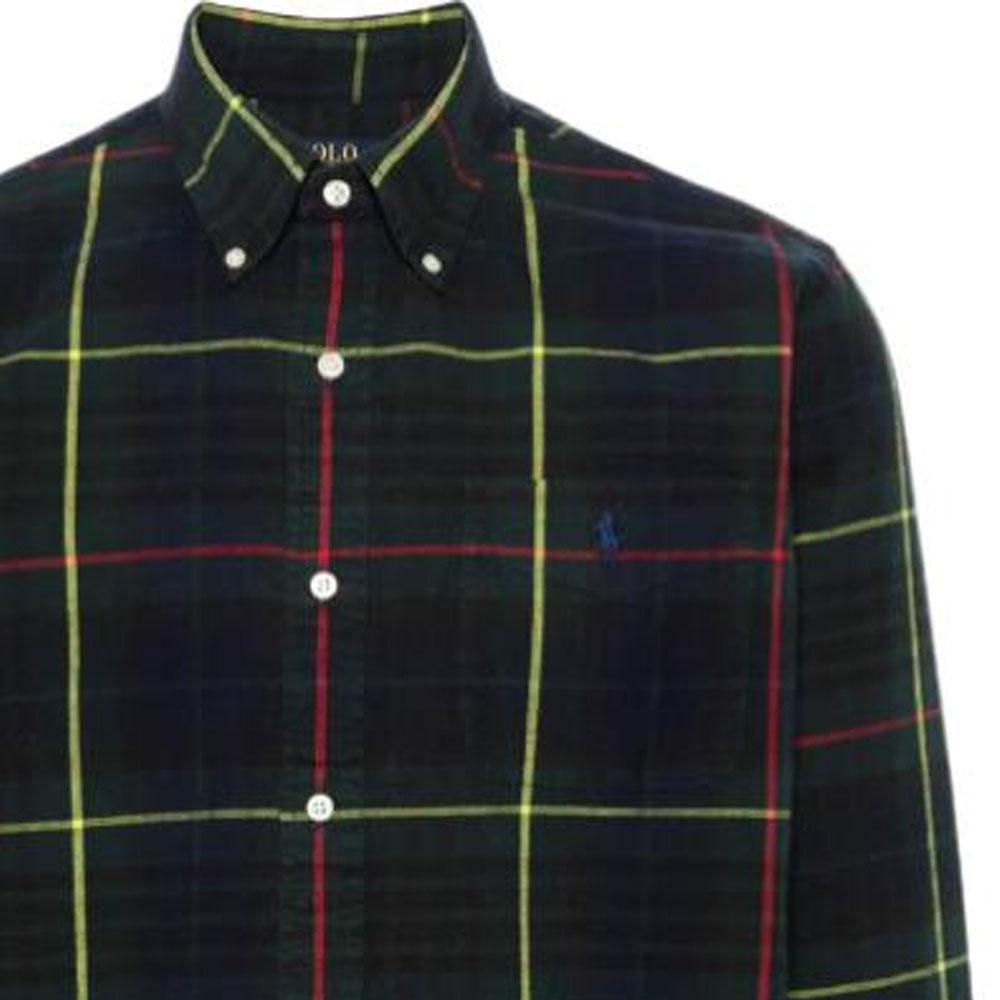 Polo Ralph Lauren Plaid Single-Breasted Long Sleeve Shirt Men Shirts Dark-Brown Green 710916468-001