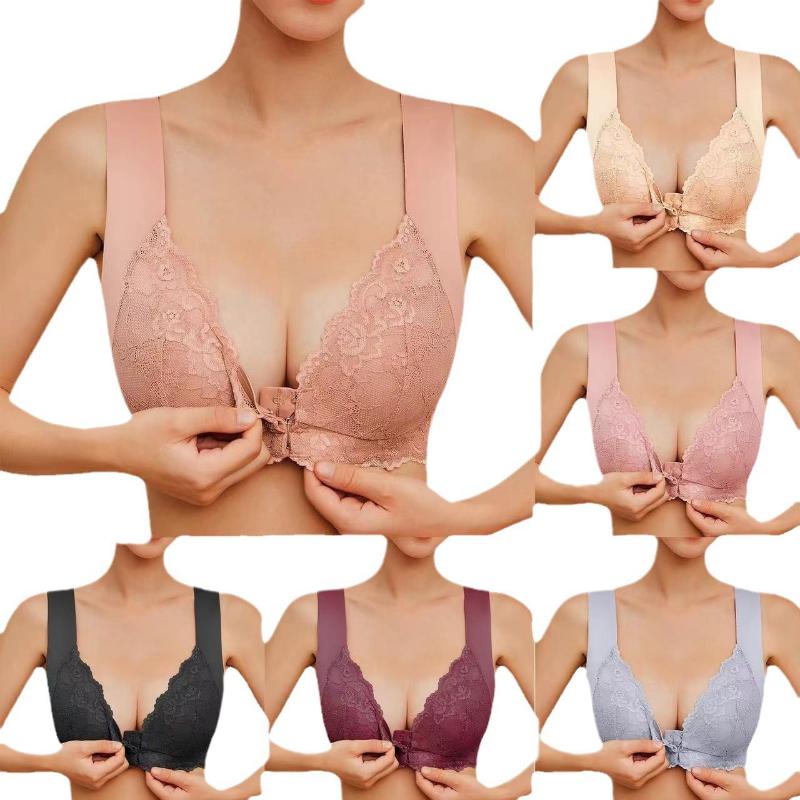Dámská bezešvá podprsenka s předním zapínáním, s kosticemi, velká velikost, sexy krajková