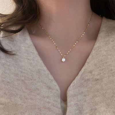 Elegante collana da donna con clavicola a diamante singolo – Design leggero e lussuoso con stile delicato e versatile per tutte le occasioni