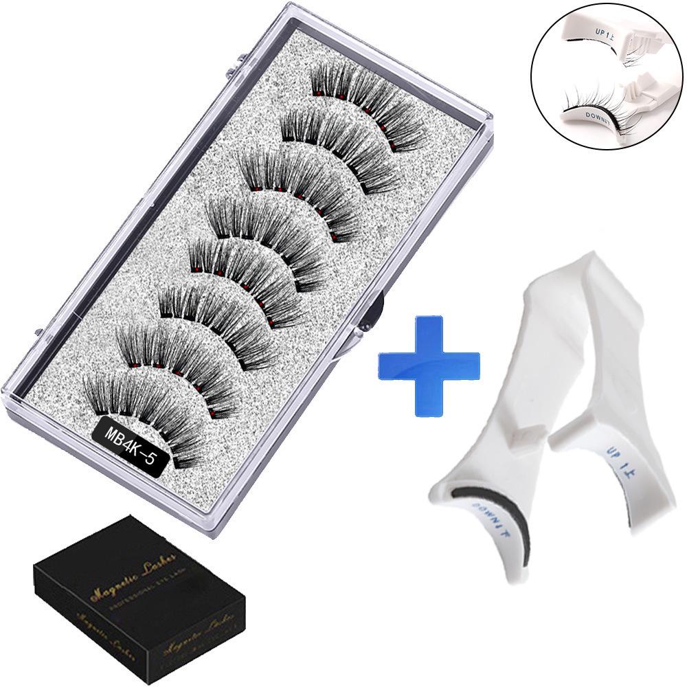 Two Pairs of Magnetic False Eyelashes with Curler - No Glue Needed, European & American Thick Style.